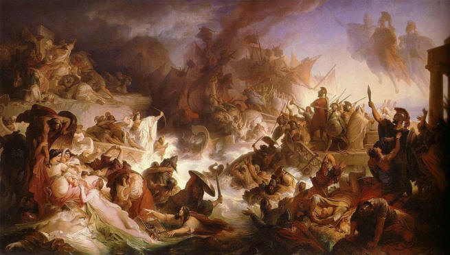Саламинская битва - худ. Wilhelm von Kaulbach, История, Геродот, скачать, военные книги здесь